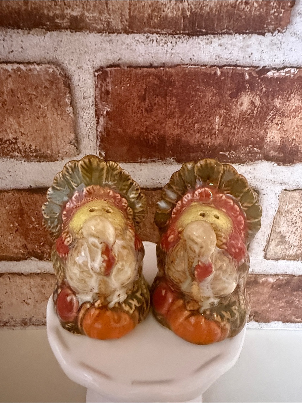 Decorative Fall Turkey Salt and Pepper Shakers - Orange & Brown